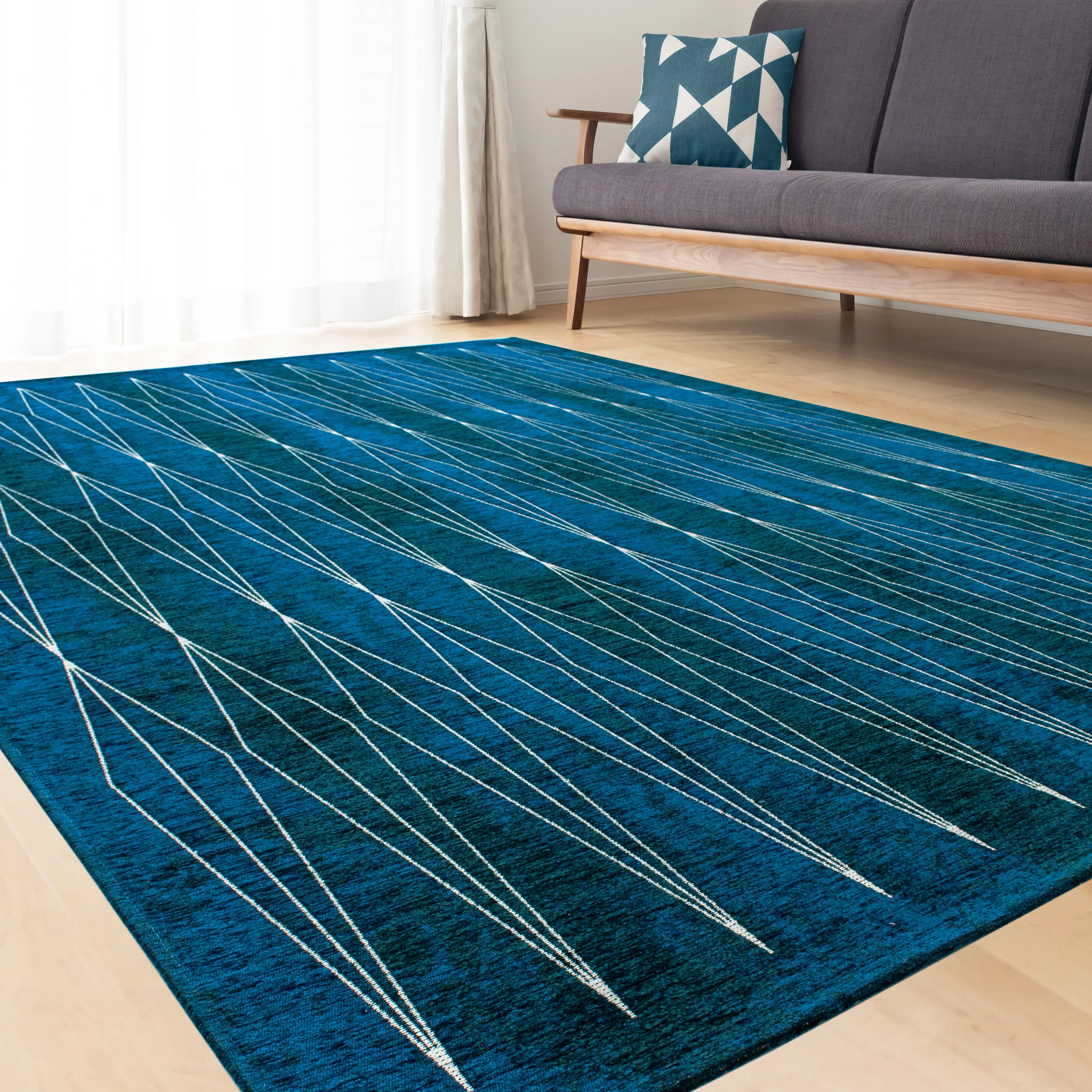 Cathedral 5 x 8 Mid-Century Modern Teal Area Rug-2