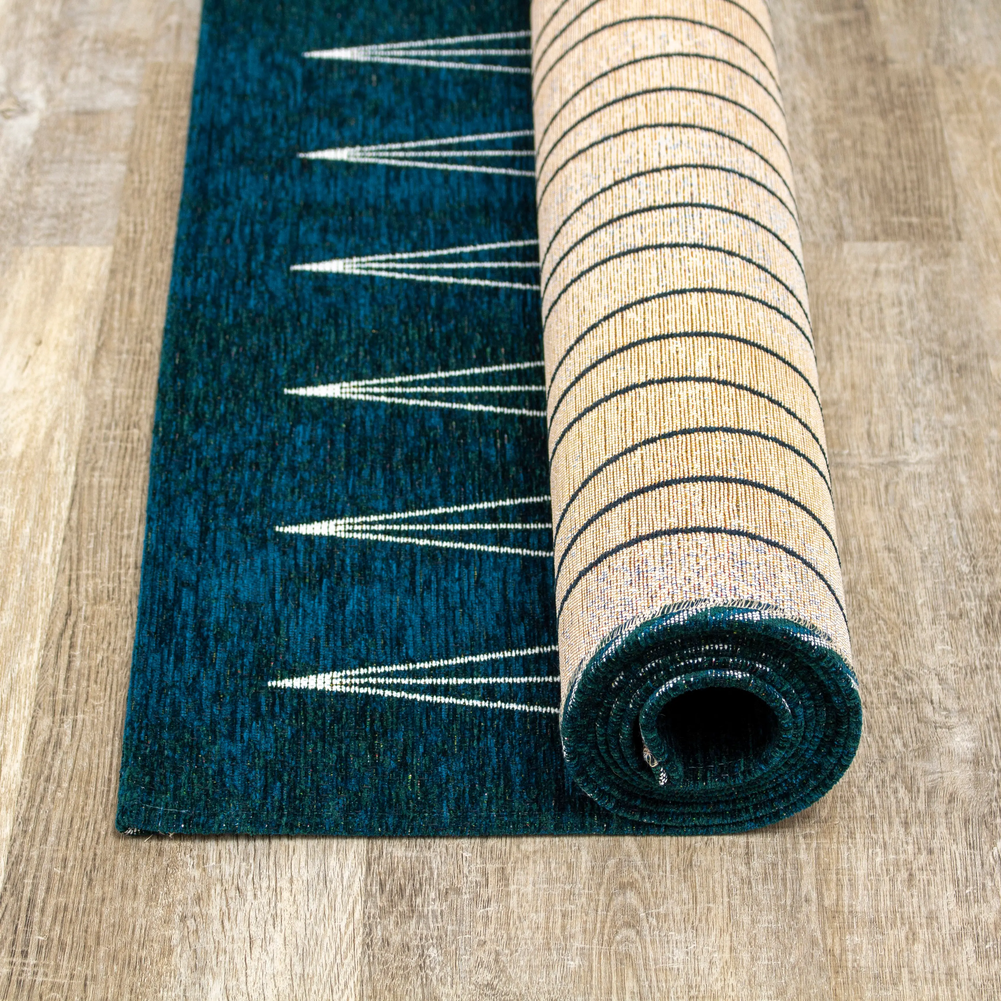 Cathedral 5 x 8 Mid-Century Modern Teal Area Rug-6