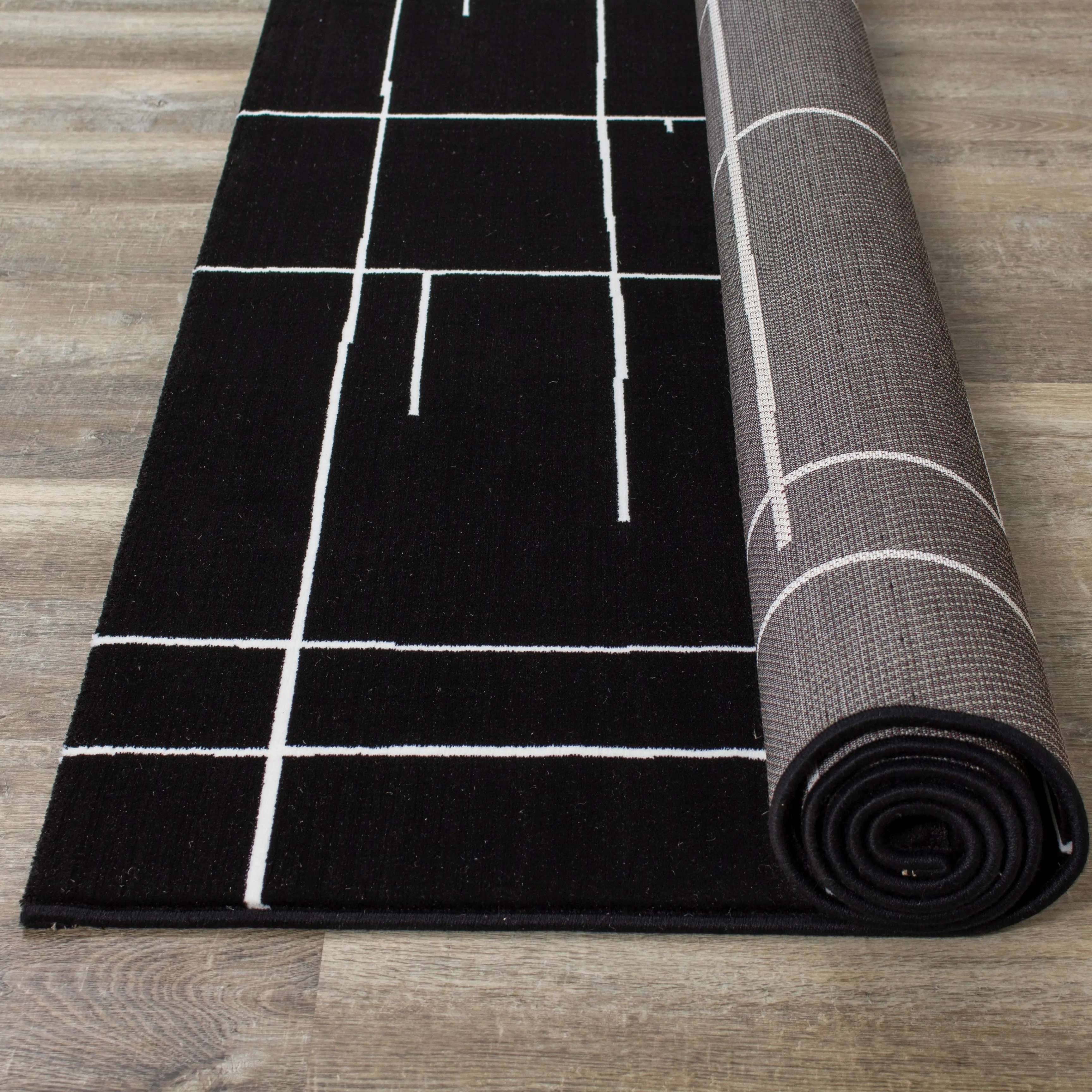 Ice 5 x 8 Striped Black and White Area Rug-6