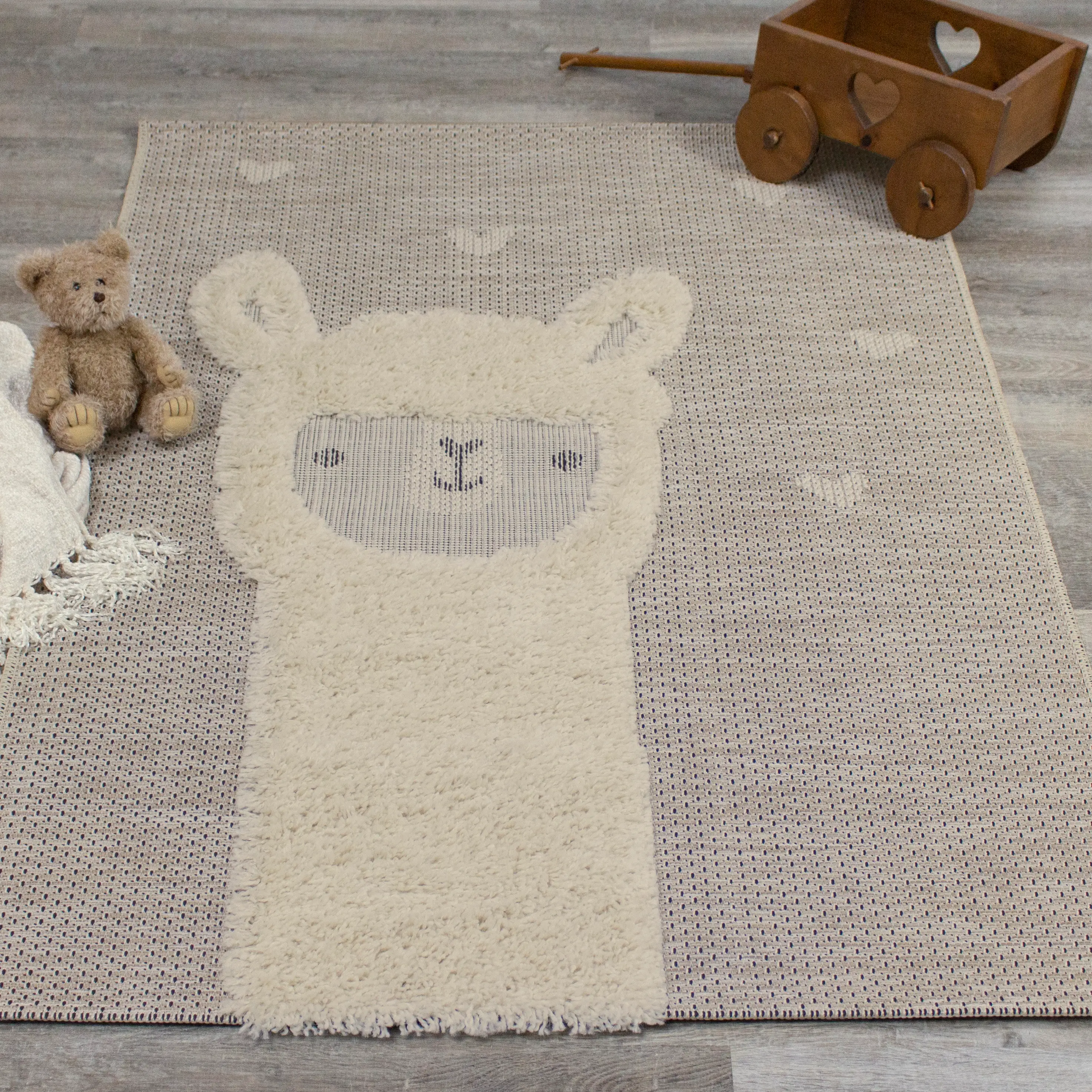 Kids 2 x 4 Llama Beige Area Rug-2
