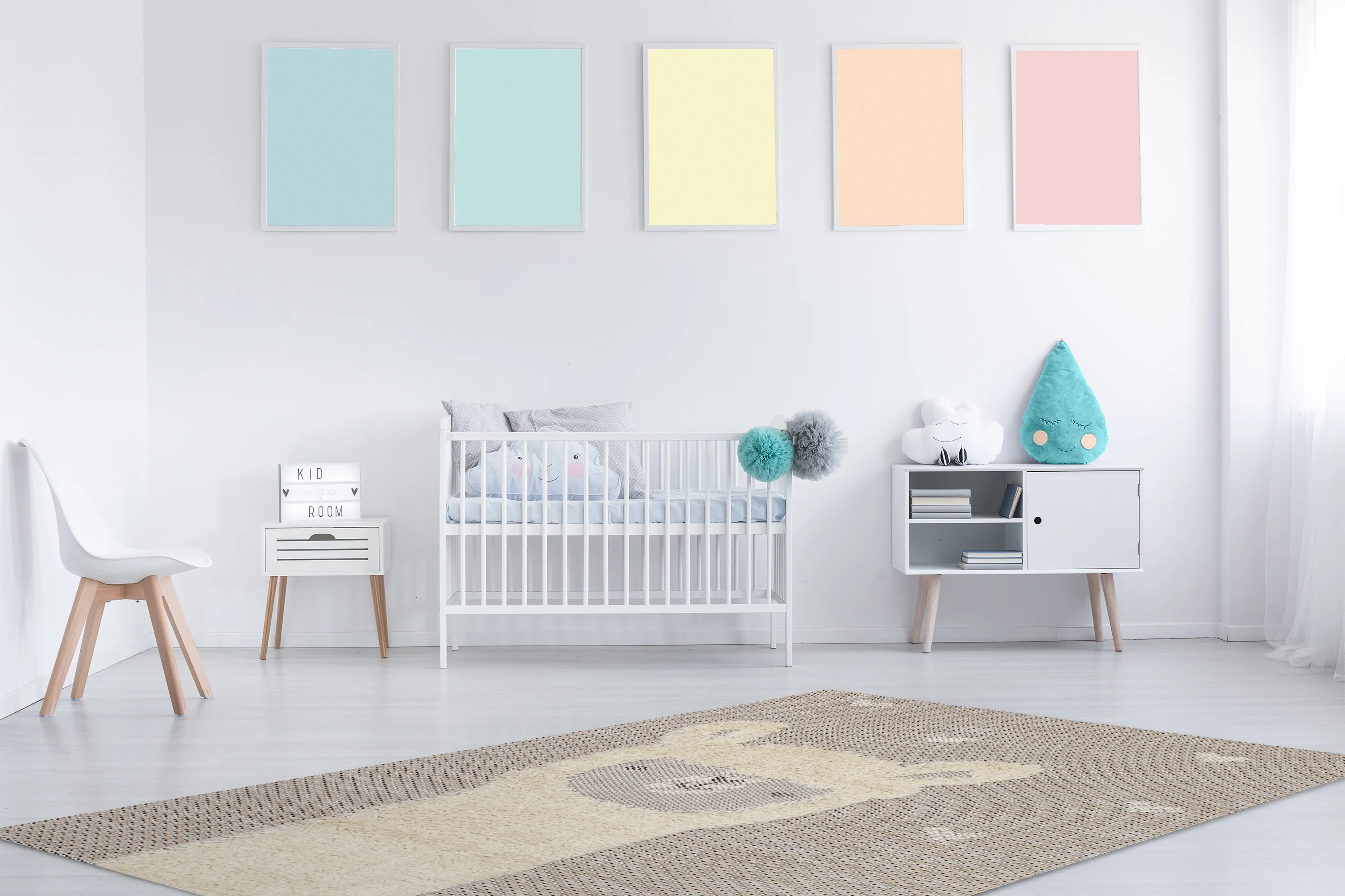 Kids 2 x 4 Llama Beige Area Rug-3