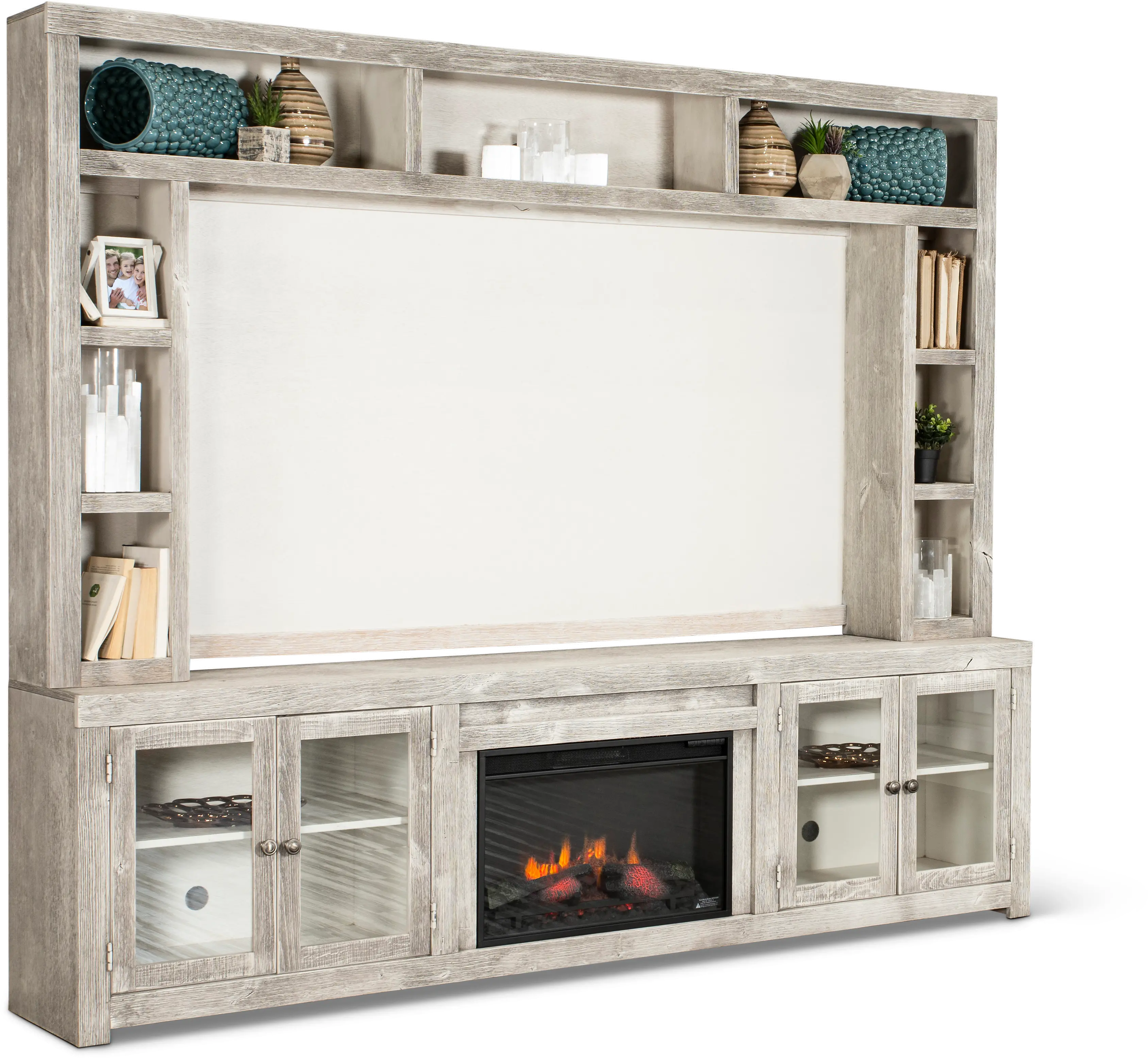 Avery Loft 97 Fireplace Entertainment Center with Hutch-2