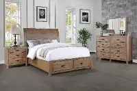 Andria Rustic Brown Pine 4 Piece Queen Bedroom Set