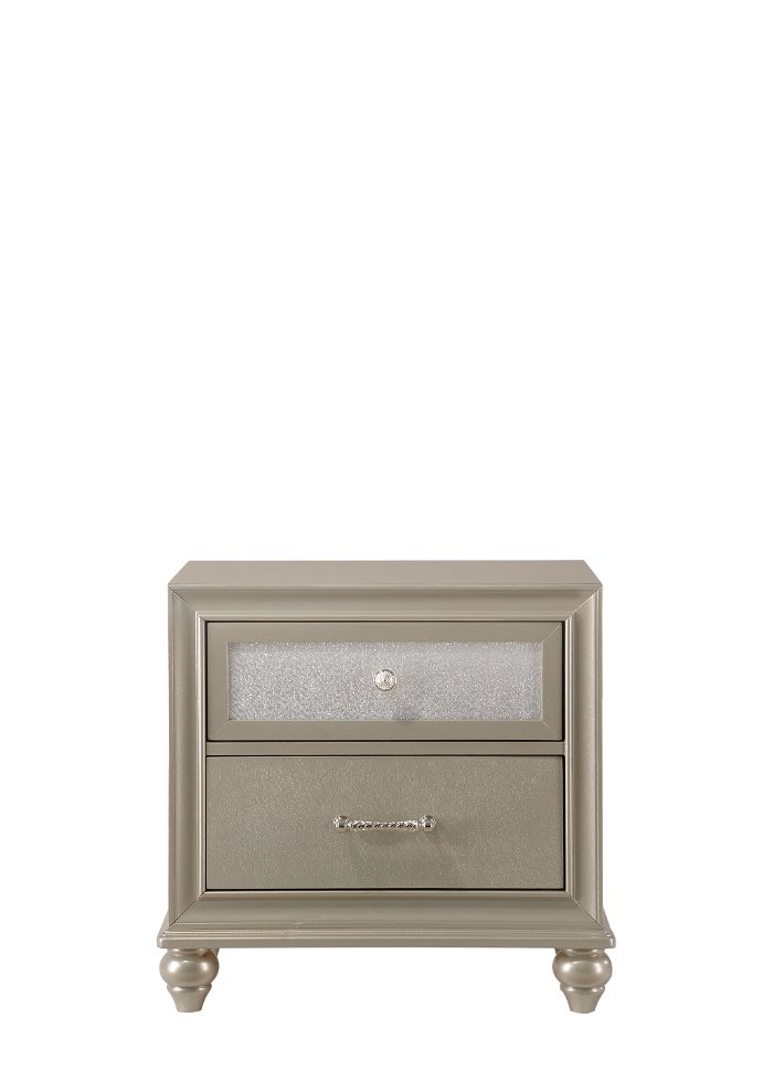 Lila Champagne and Silver Nightstand