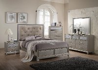 Lila Champagne and Silver 4 Piece Queen Bedroom Set