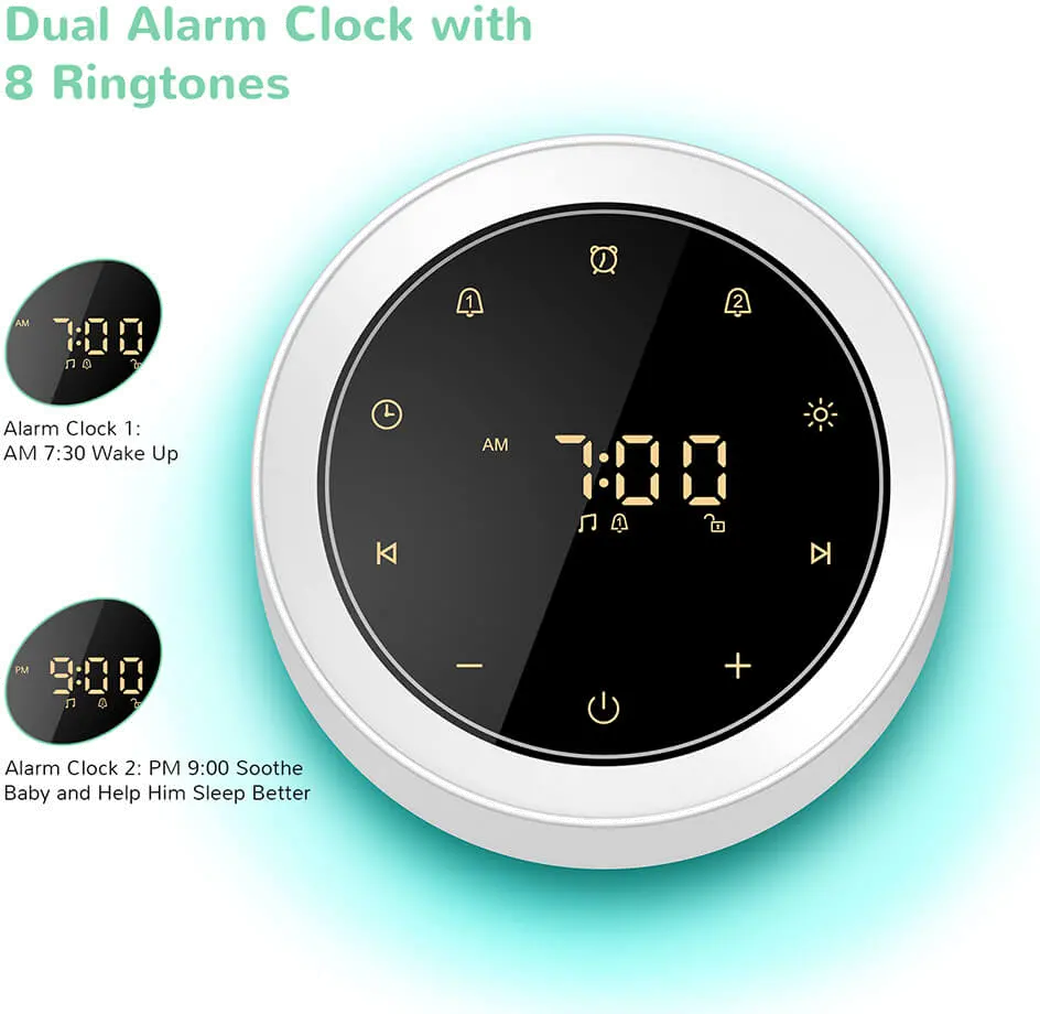 Letsfit Sound Machine with Alarm Clock - White-2