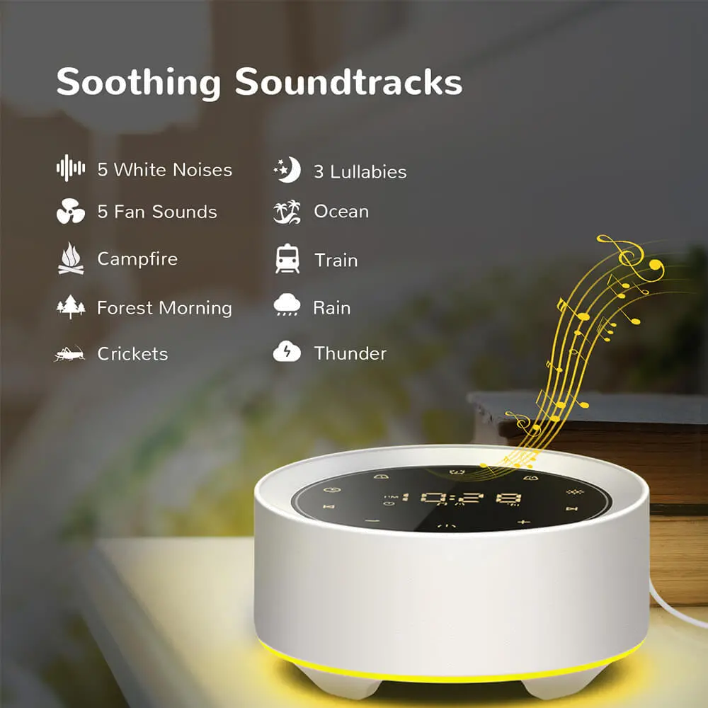 Letsfit Sound Machine with Alarm Clock - White-3