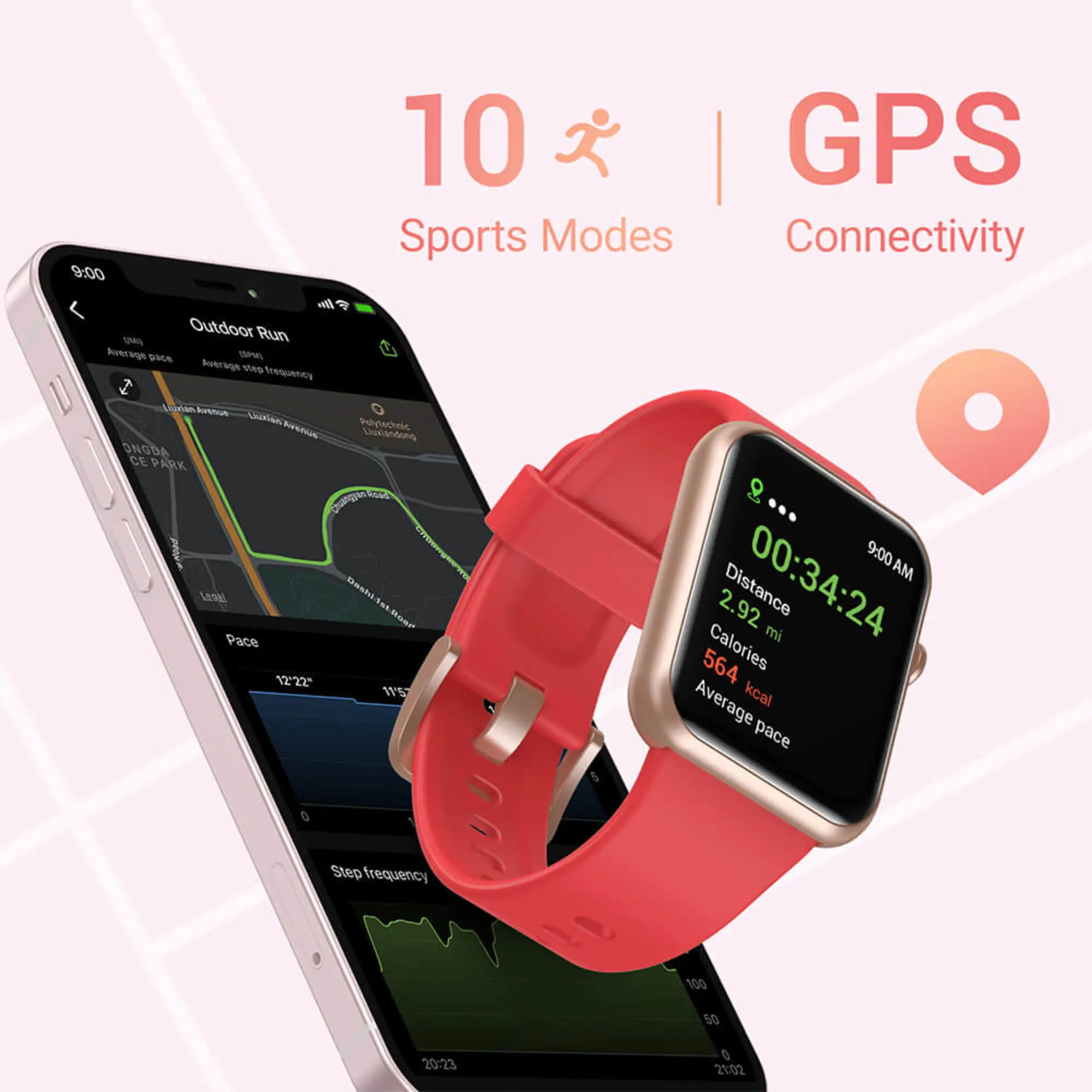 Letsfit IW2 Pink and Gold Smartwatch-3