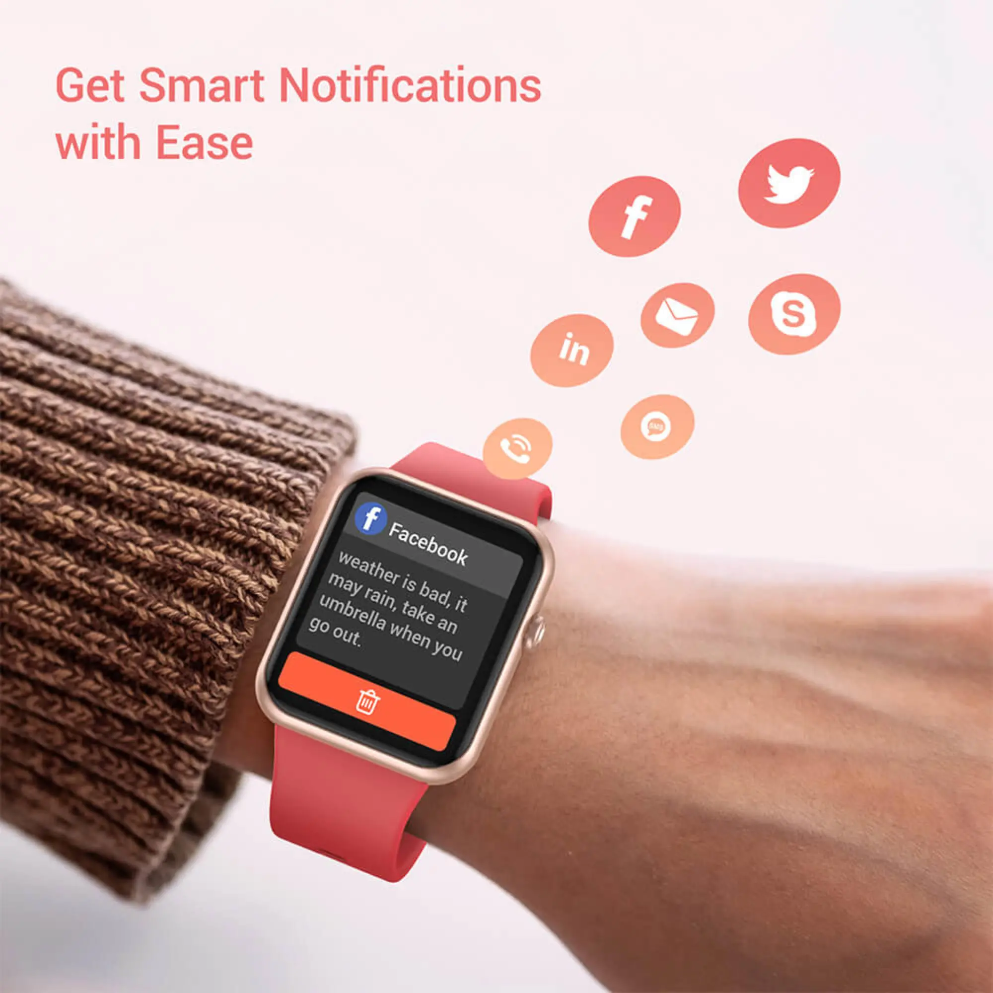 Letsfit IW2 Pink and Gold Smartwatch-4