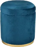 Raina Navy Modern Storage Ottoman