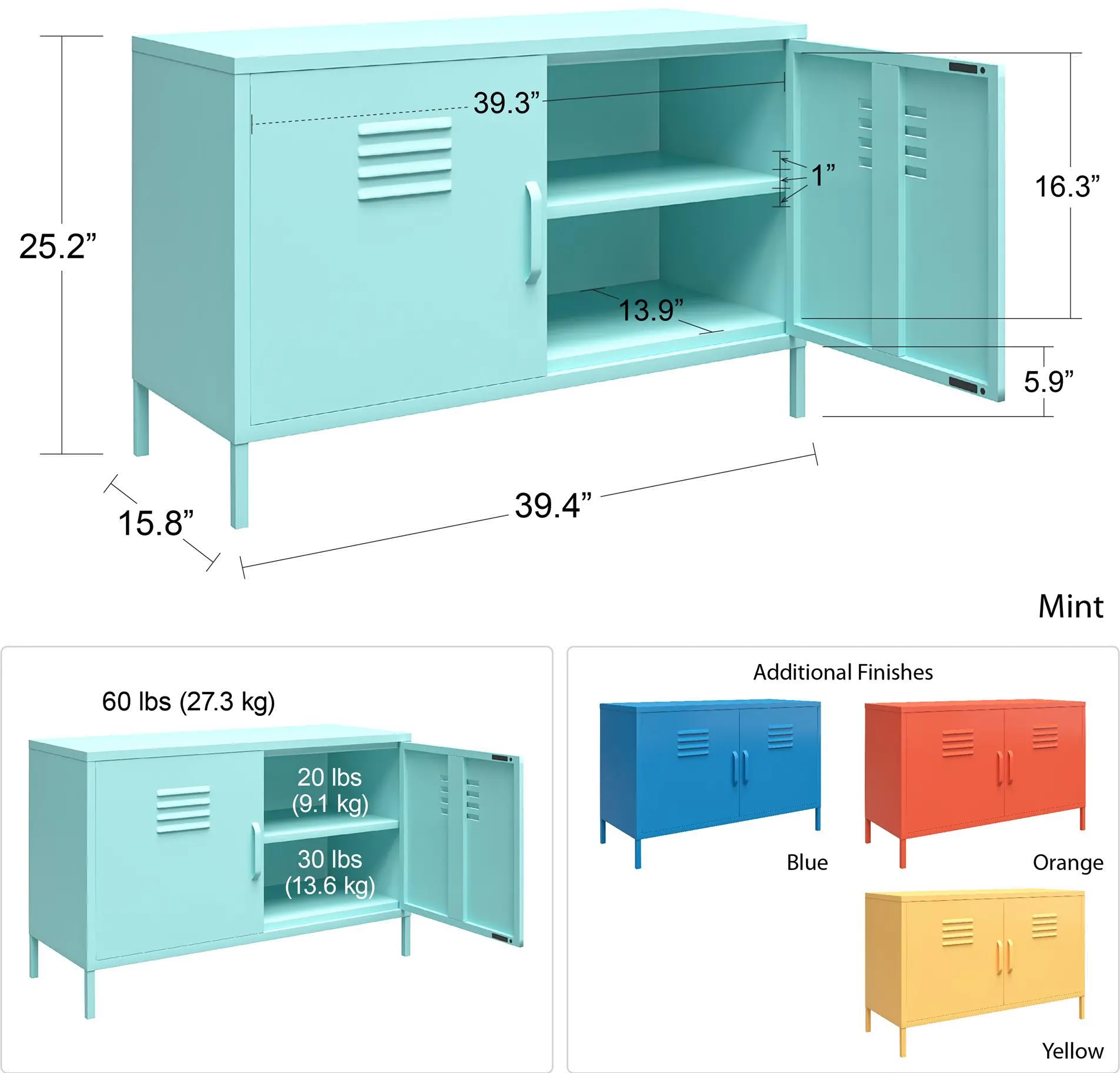 Cache Yellow 2-Door Metal Locker-7