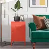 Cache Orange Metal Locker End Table
