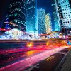 City Scape 3 Tempered Glass With Foil Wall Art