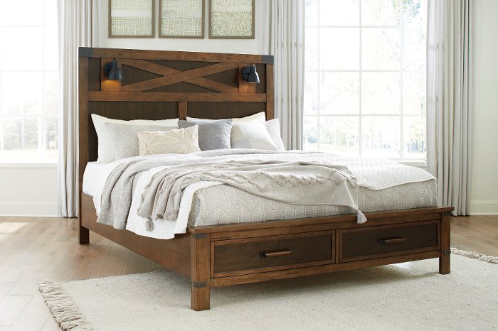 Bromwich Walnut Brown Queen Storage Bed