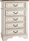 Amie Antiqued White Chest of Drawers