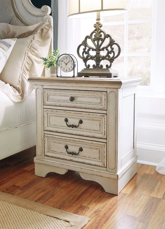Amie Antiqued White Nightstand