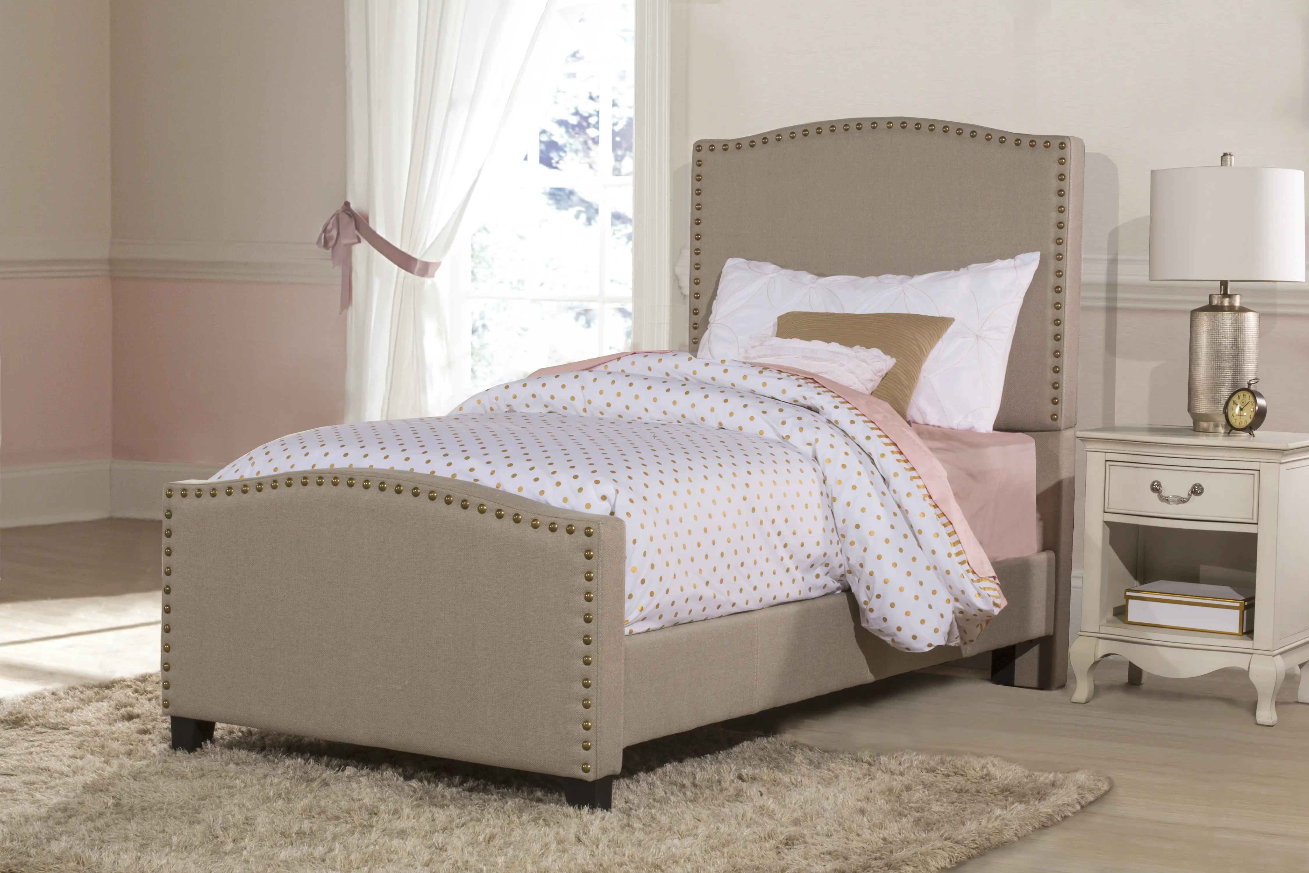 Kerstein Light Taupe Twin Upholstered Bed-1