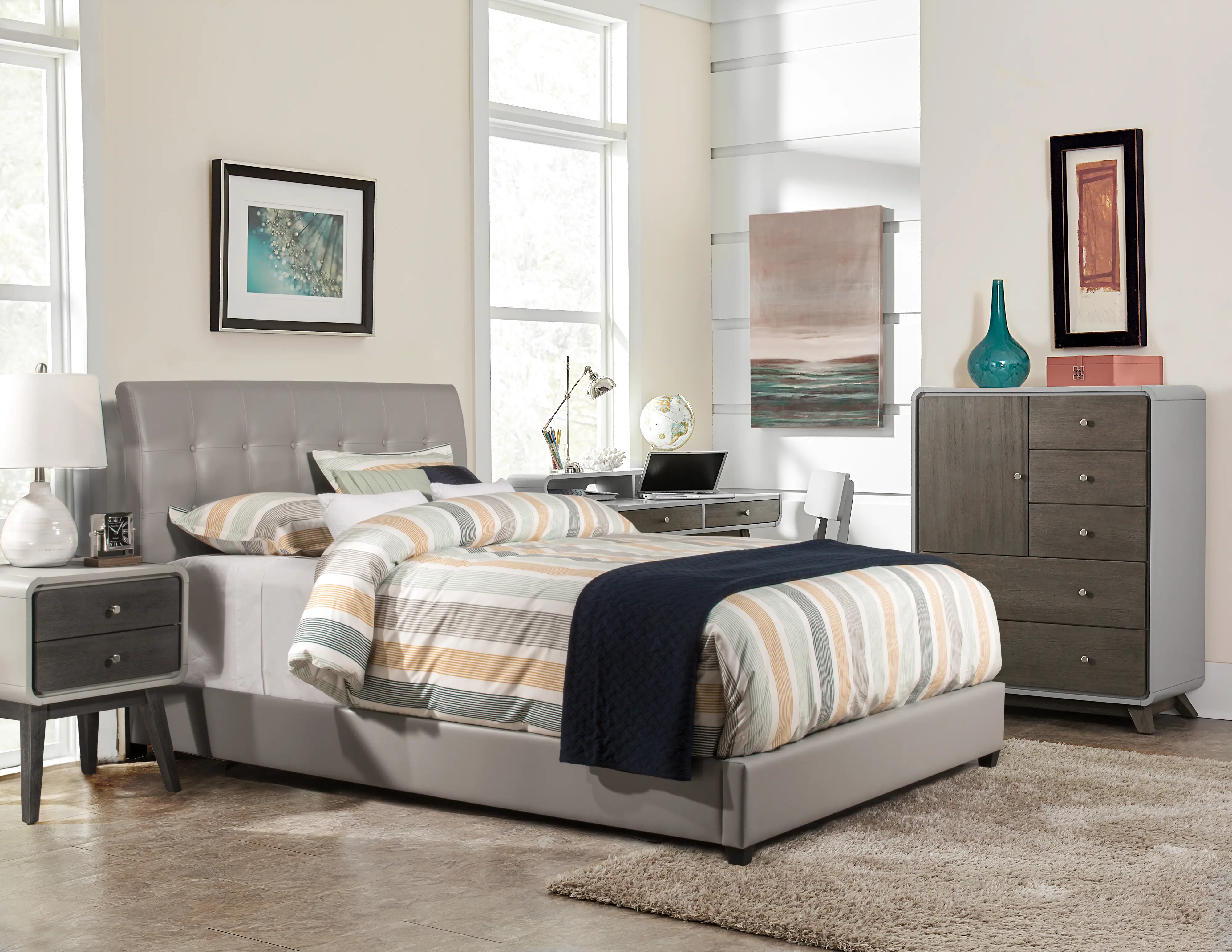 Lusso Gray Full Upholstered Bed-1