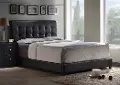 Lusso Black Queen Upholstered Bed