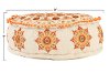 Multicolor Embroidered Pouf with Pom-Pom Trim