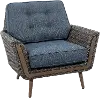 FG-ETNCC Drew & Jonathan Home Eton Navy Linen and Wicker Patio Lounge Chair
