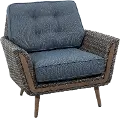 FG-ETNCC Drew & Jonathan Home Eton Navy Linen and Wicker Patio Lounge Chair