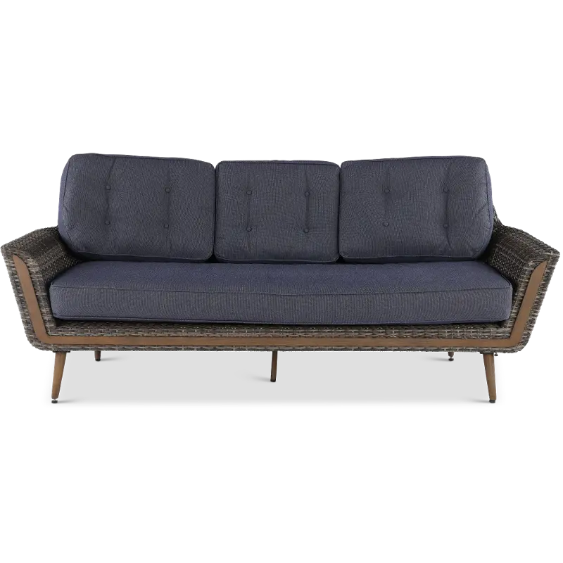 FG-ETNSF Drew & Jonathan Home Eton Navy Linen and Wicker Patio Sofa