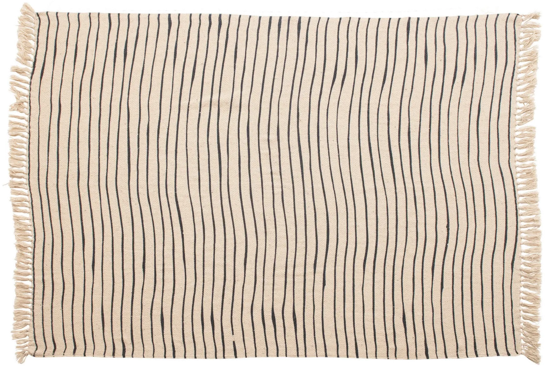 Woven Recycled Black and Cream Throw-1