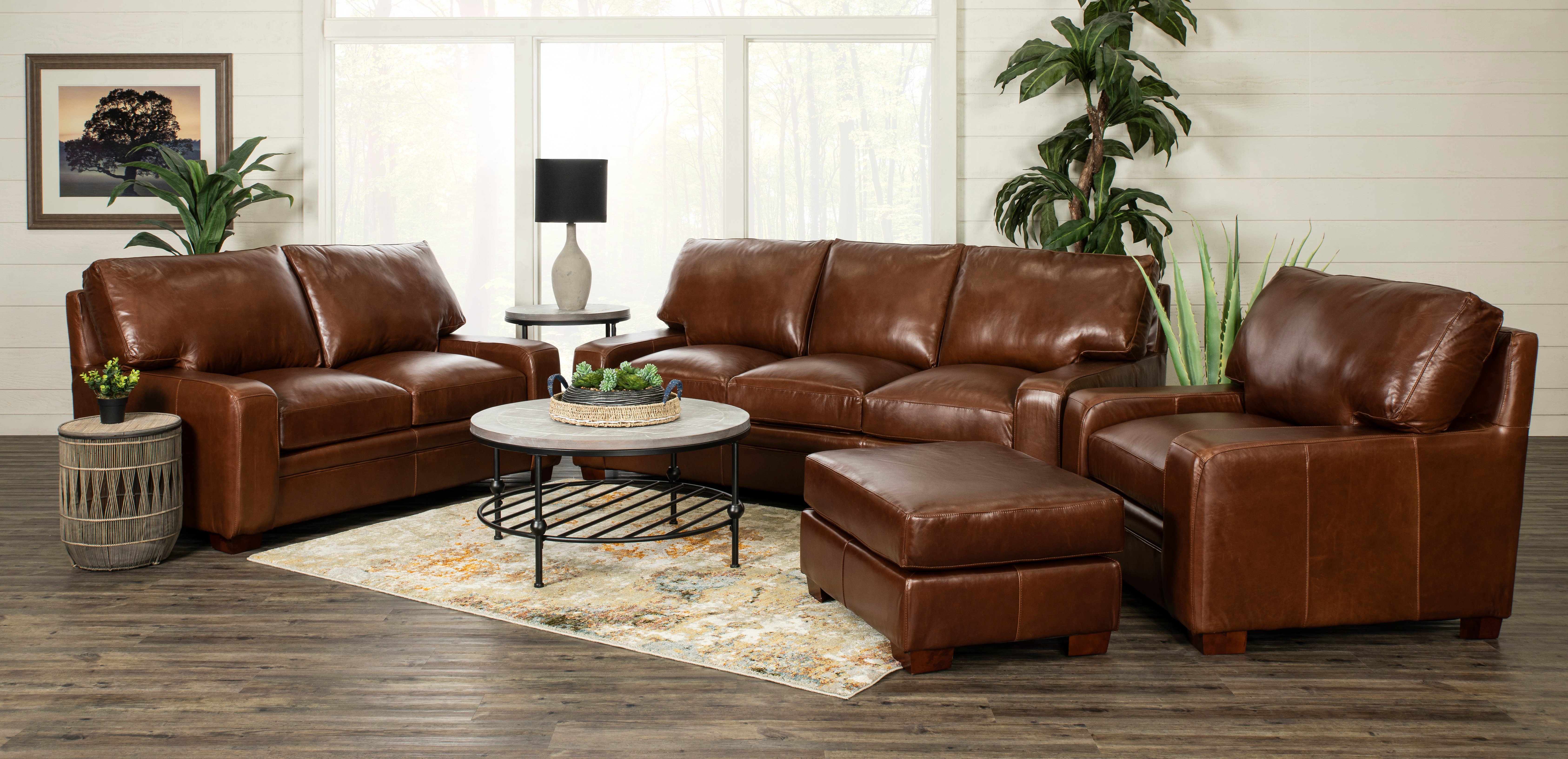 Anejo Brown Leather Sofa-2