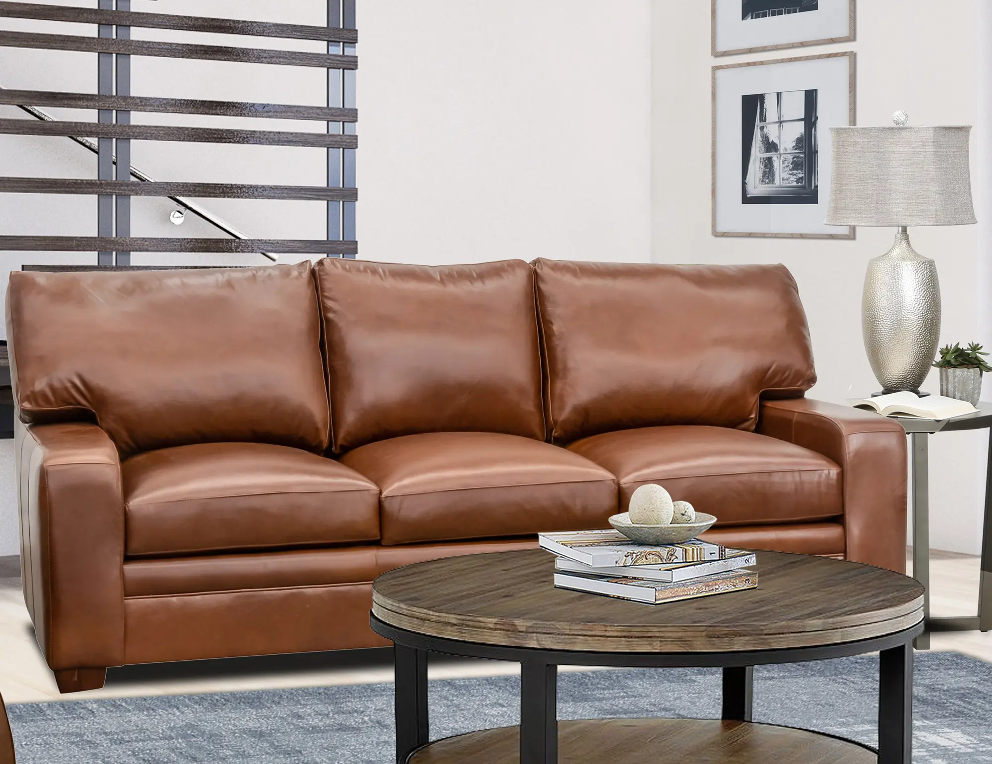 Anejo Brown Leather Sofa-3