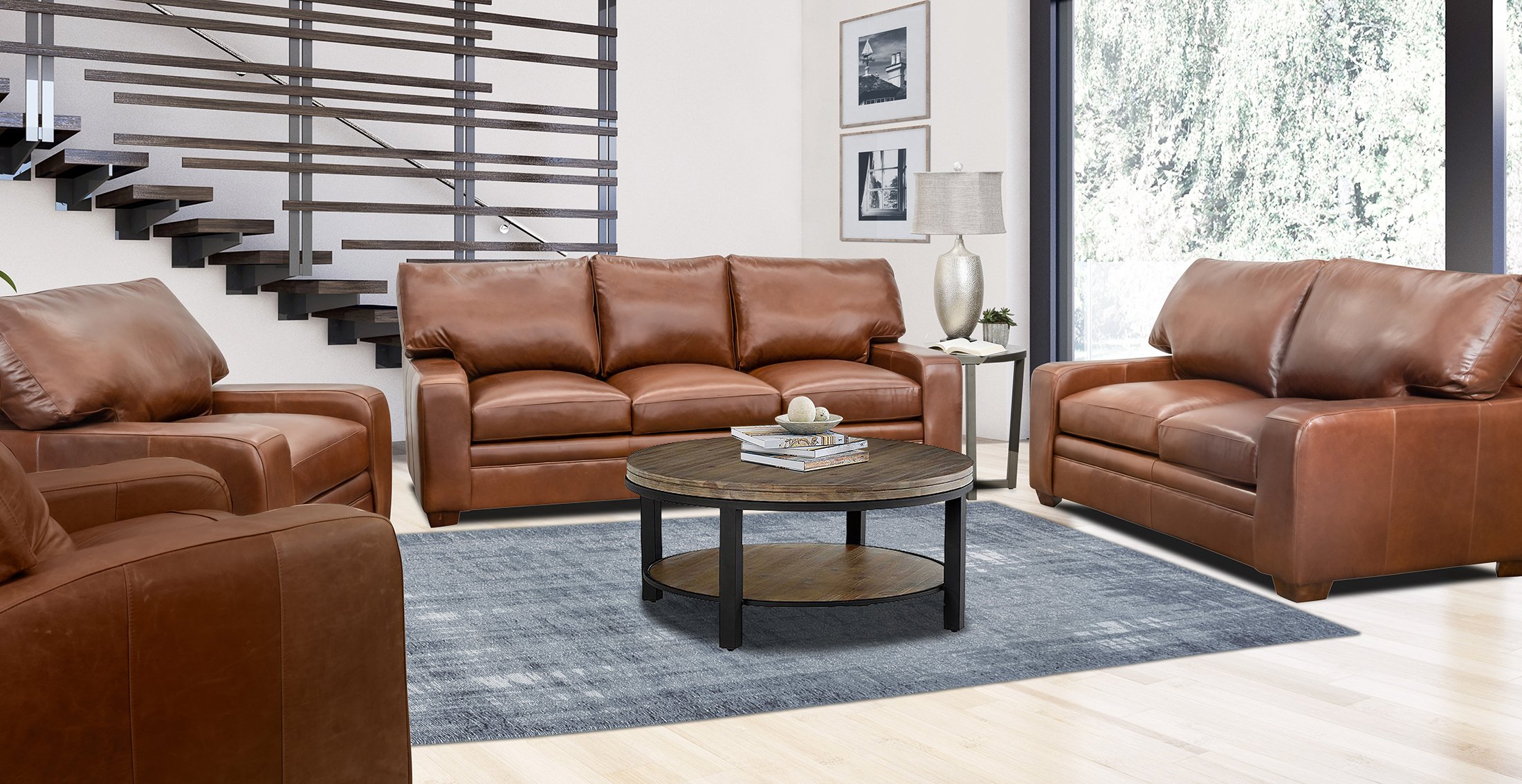 Anejo Brown Leather Sofa-4