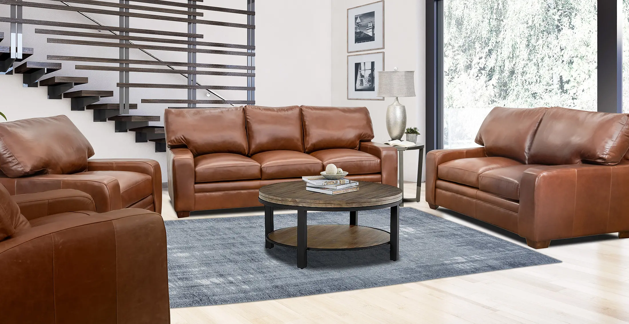 Anejo Brown Leather Sofa-4