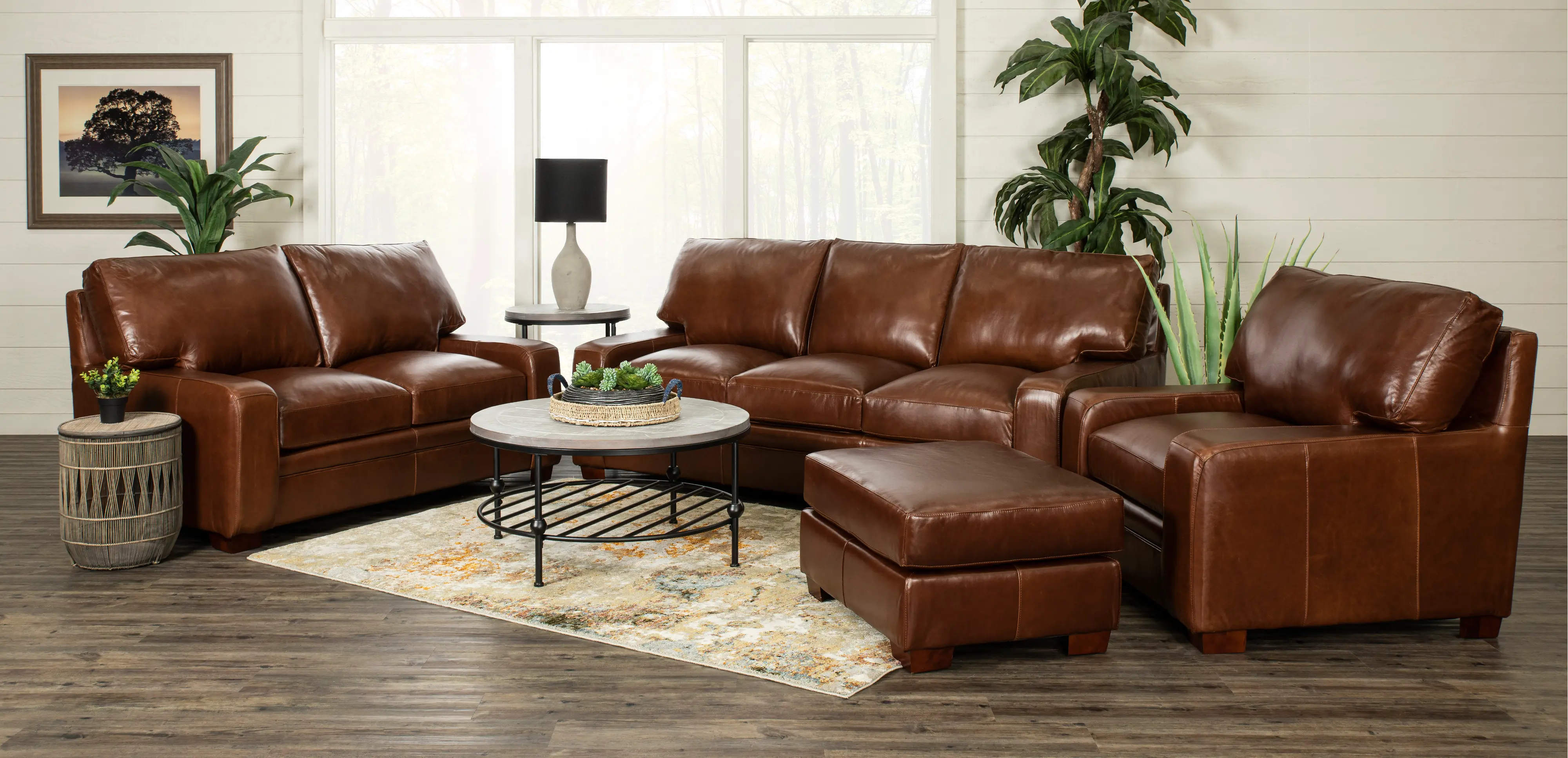 Anejo Brown Leather Loveseat-3