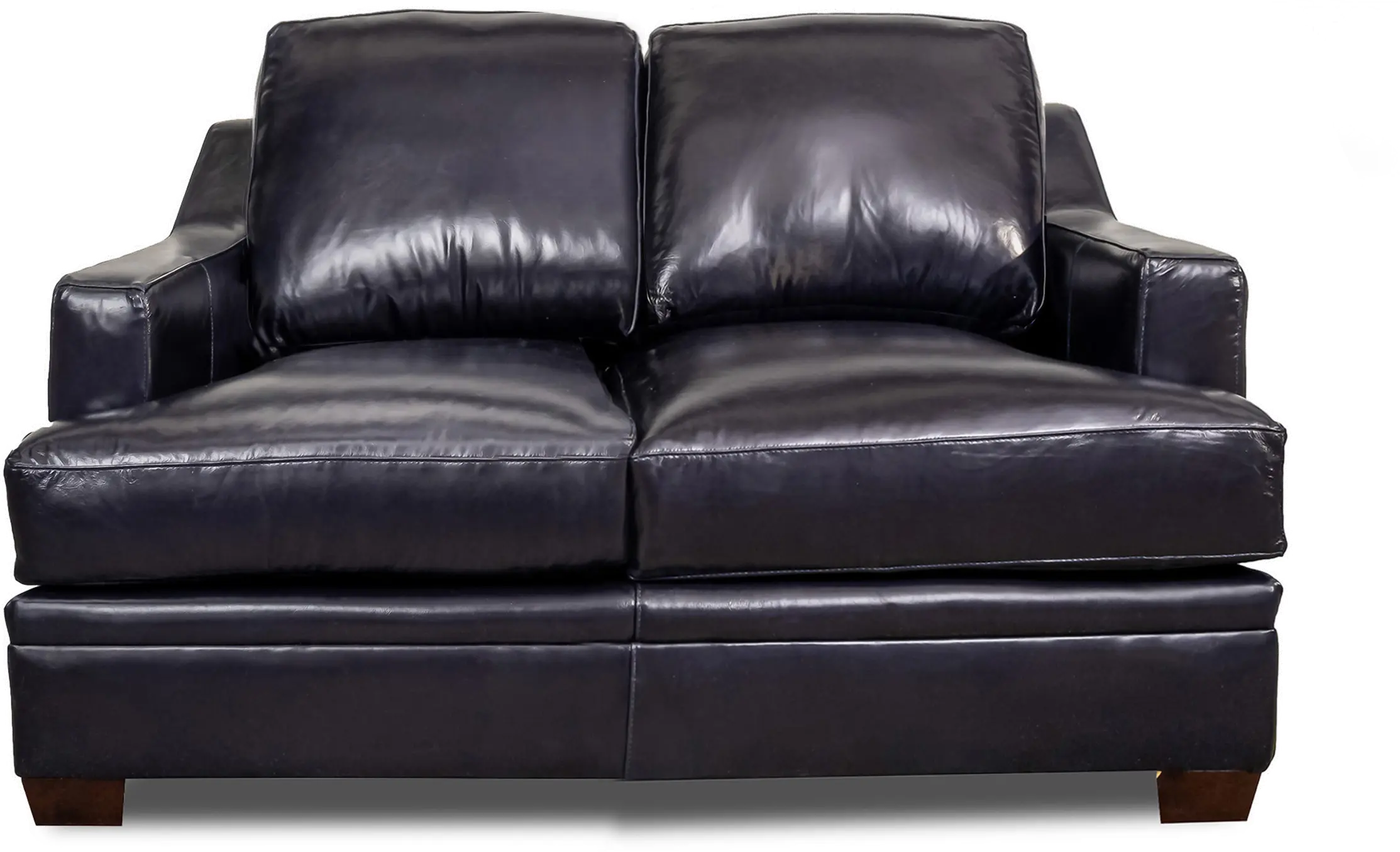 Azul Blue Leather Loveseat-1