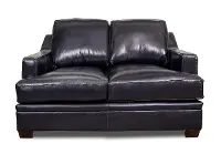 Azul Blue Leather Loveseat