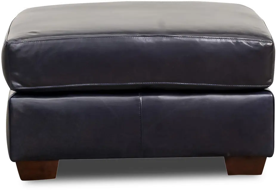 Azul Blue Leather Ottoman-1