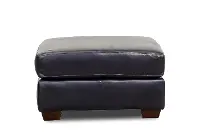 Azul Blue Leather Ottoman