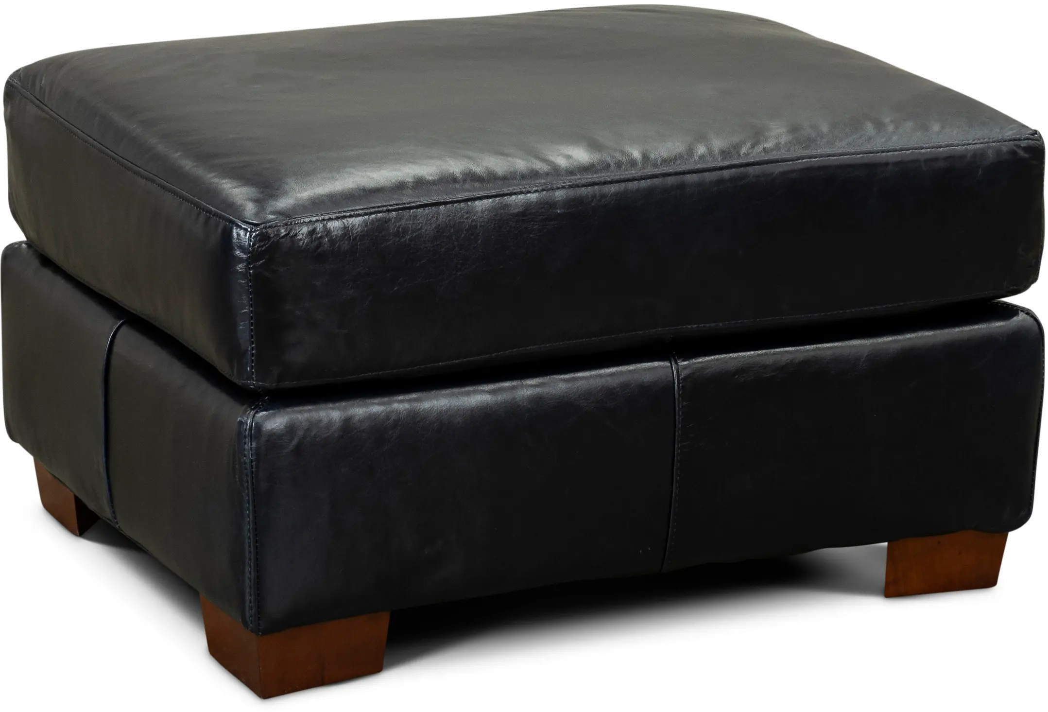 Azul Blue Leather Ottoman-2