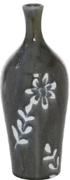 Black Floral 12 Inch Ceramic Vase