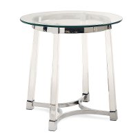 Lucinda Glass and Chrome Metal End Table