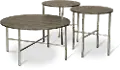 Dakota Charcoal Black and Chrome Round 3 Pack Table Set