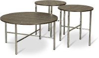 Dakota Charcoal Off Black and Chrome Round 3 Pack Table Set