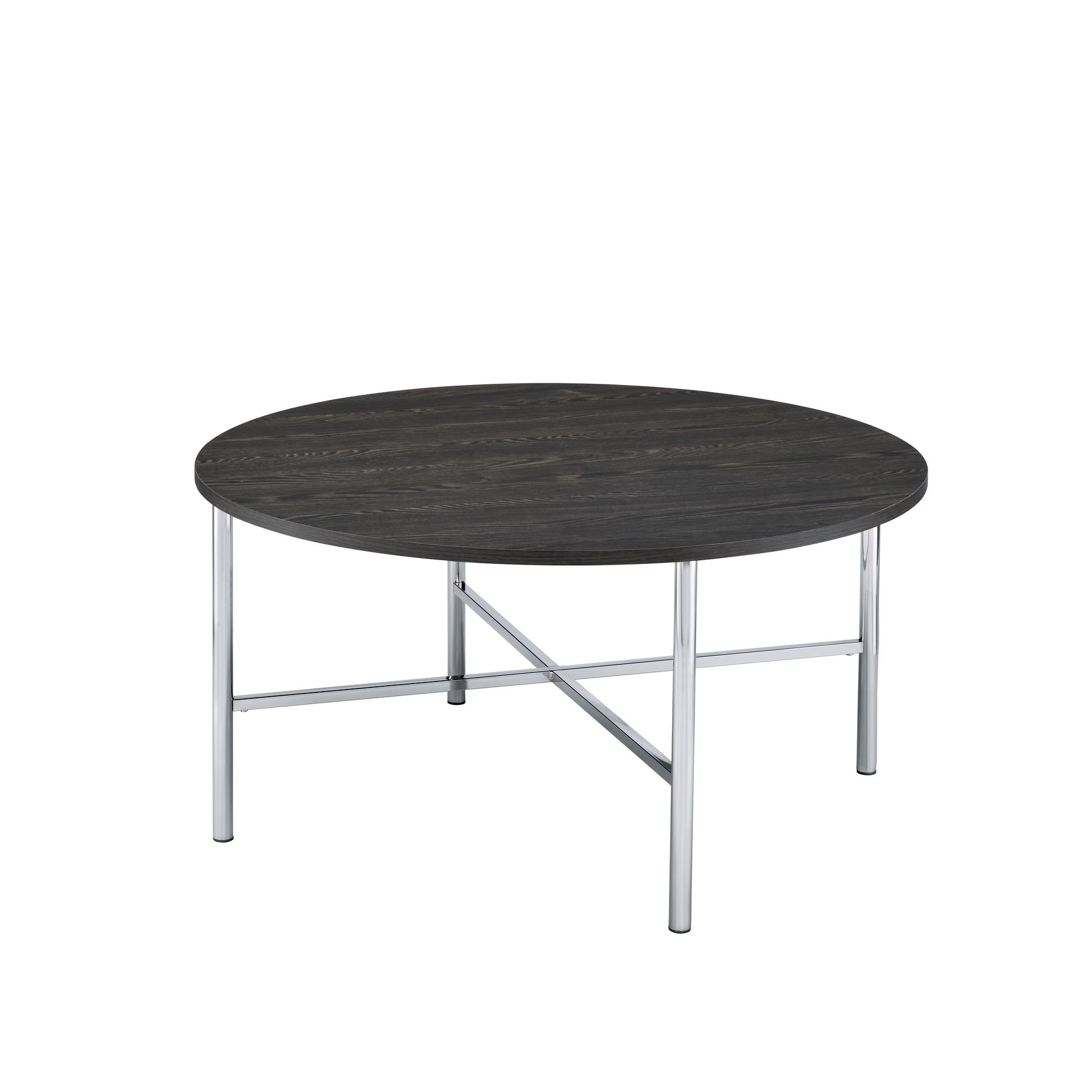 Dakota Charcoal Off Black and Chrome Round 3 Pack Table Set-3
