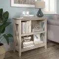 KWB124WG-03 Key West Farmhouse Washed Gray 2-Shelf Bookcase - Bush Furniture