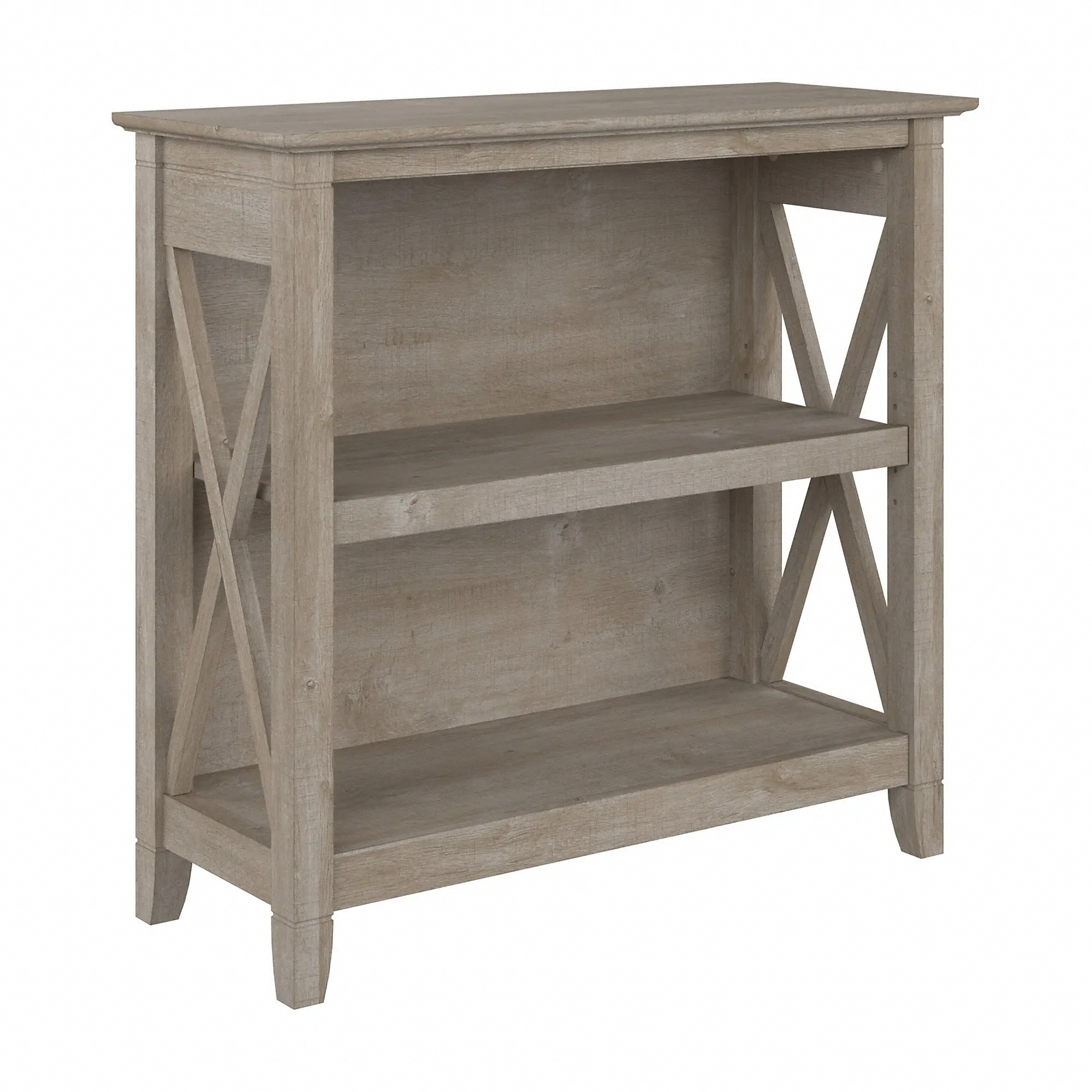 KWB124WG-03 Key West Farmhouse Washed Gray 2-Shelf Bookcase-3