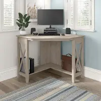 KWD134WG-03 Key West Farmhouse Washed Gray Corner Desk