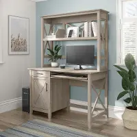 KWD248WG-03 Key West Farmhouse Washed Gray 48W Desk with Hutch