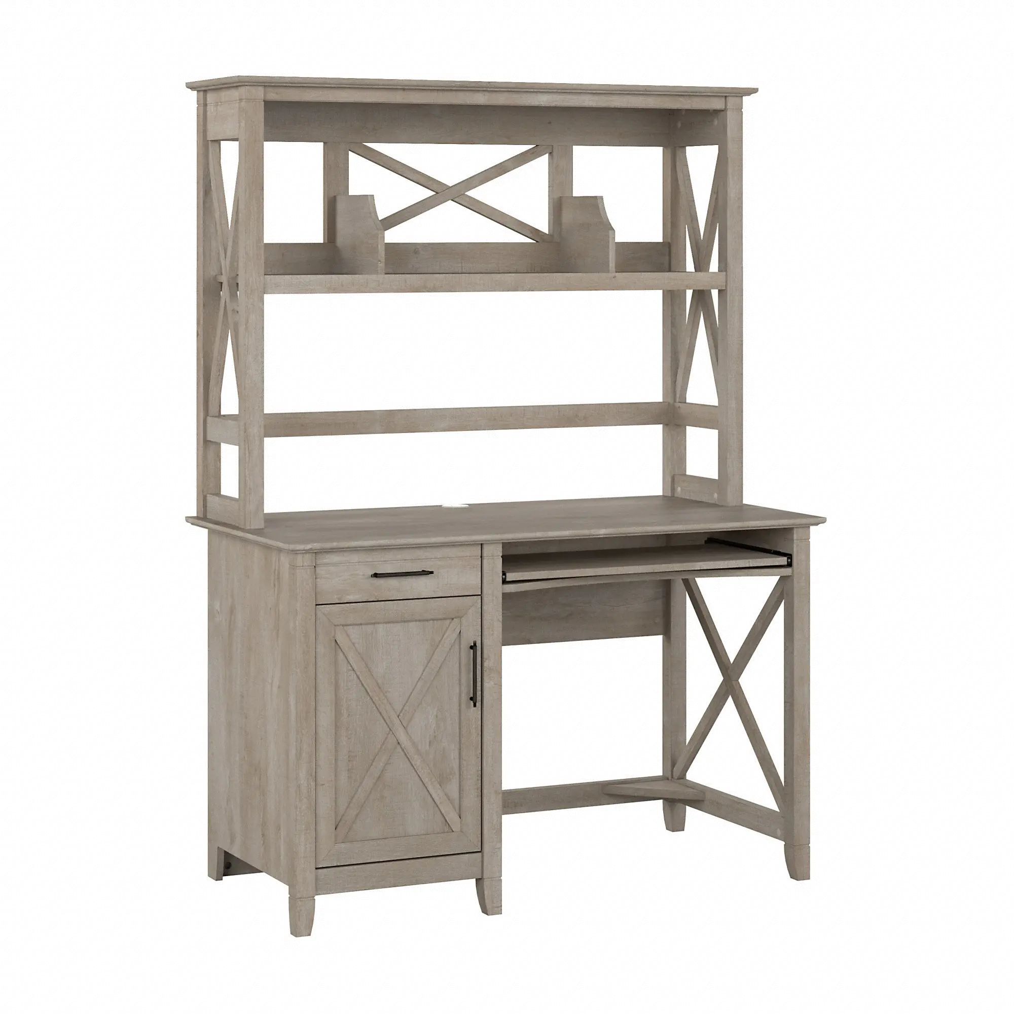 KWD248WG-03 Key West Farmhouse Washed Gray 48W Desk with Hutch-3