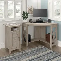 KWS052WG Key West Washed Gray Corner Desk and Storage Cabinet