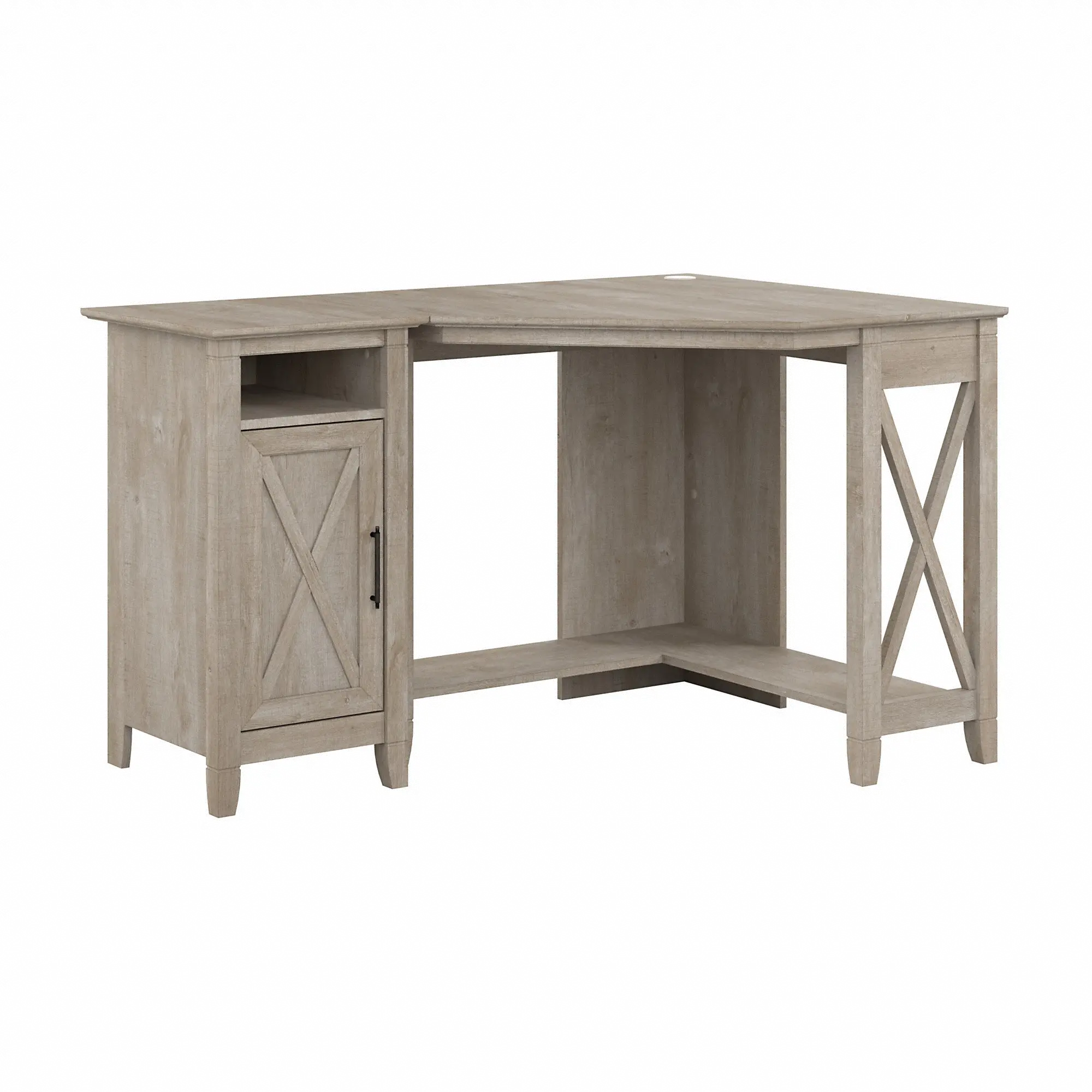 KWS052WG Key West Washed Gray Corner Desk and Storage Cabinet-2